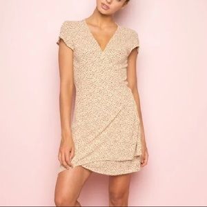 Brandy Melville Yellow Floral Wrap Dress